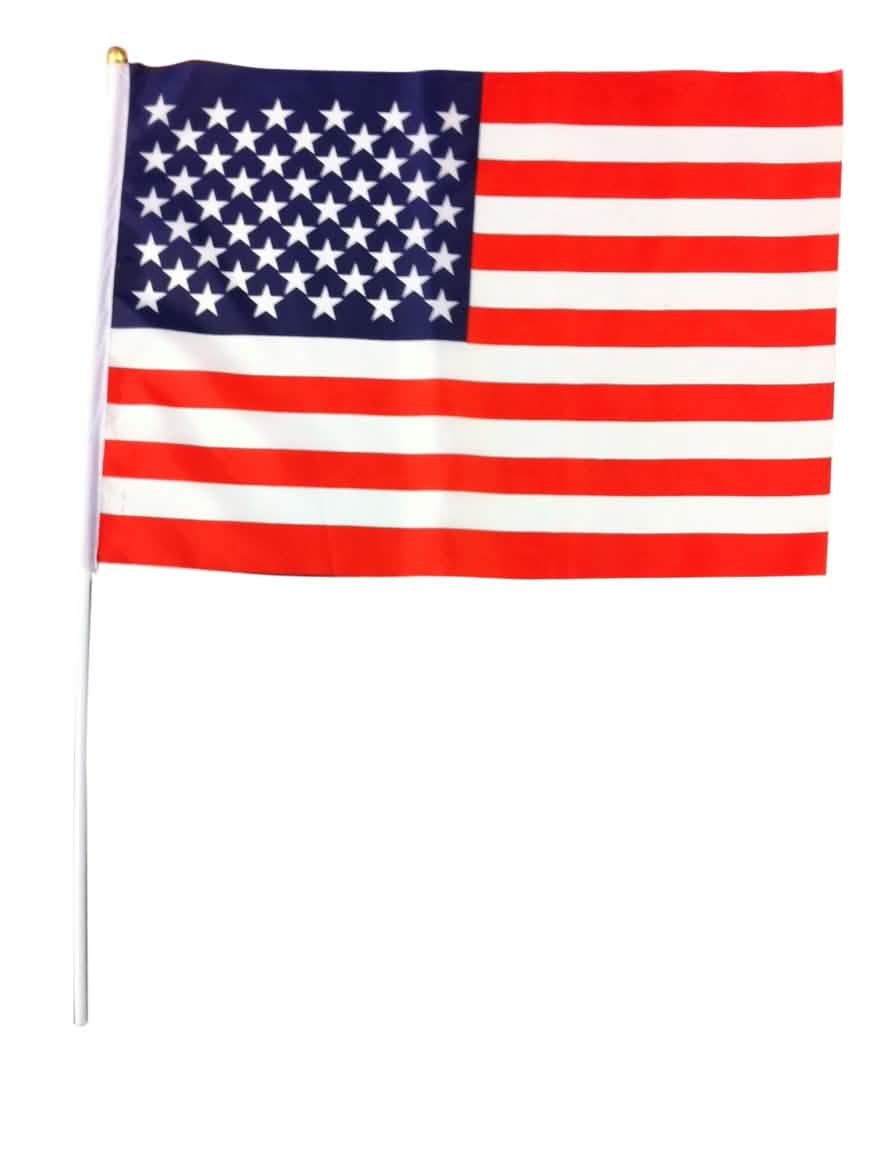 Drapeau usa azul blanco rojo con varilla blanca