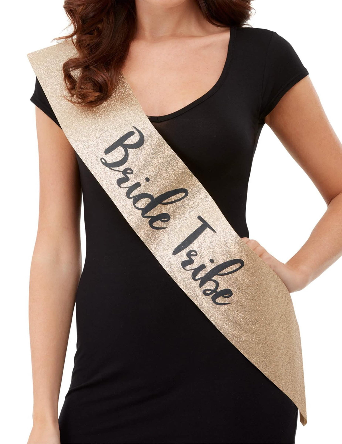 Echarpe Bride Tribe EVJF para adulto dorada con purpurina
