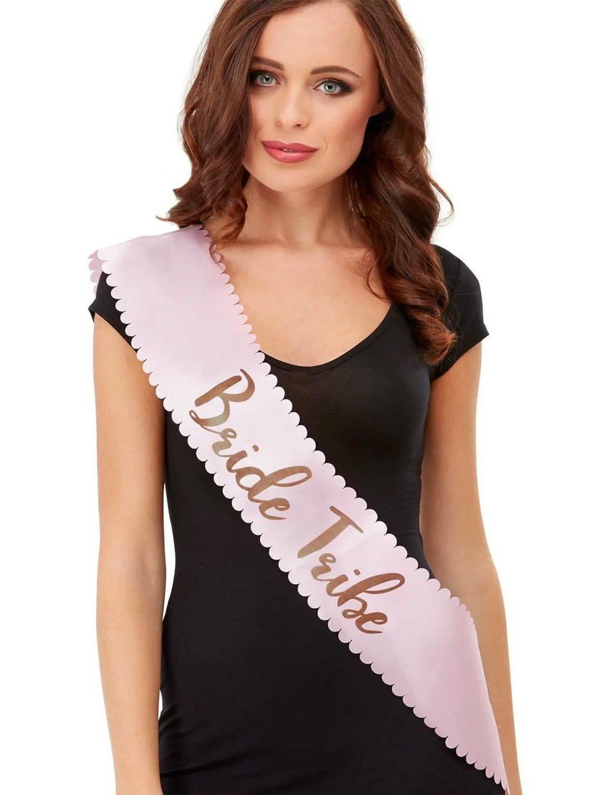 Bufanda Bride Tribe EVJF para adulto rosa con inscripción dorada