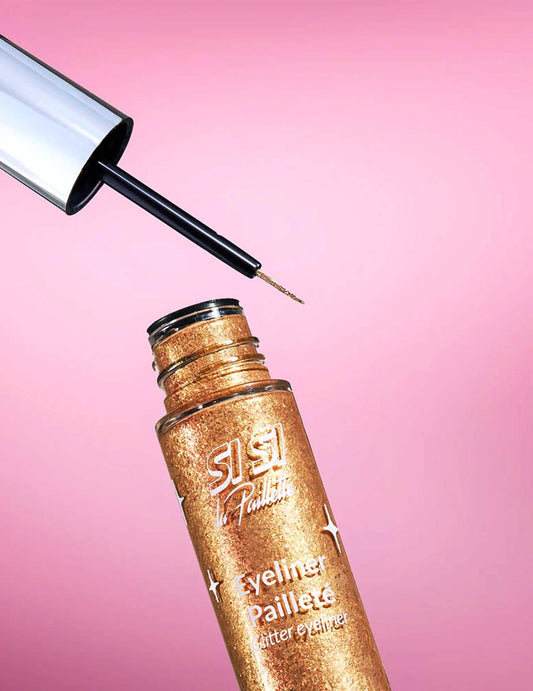 Eyeliner con purpurina oro metálico Si si la paillette™