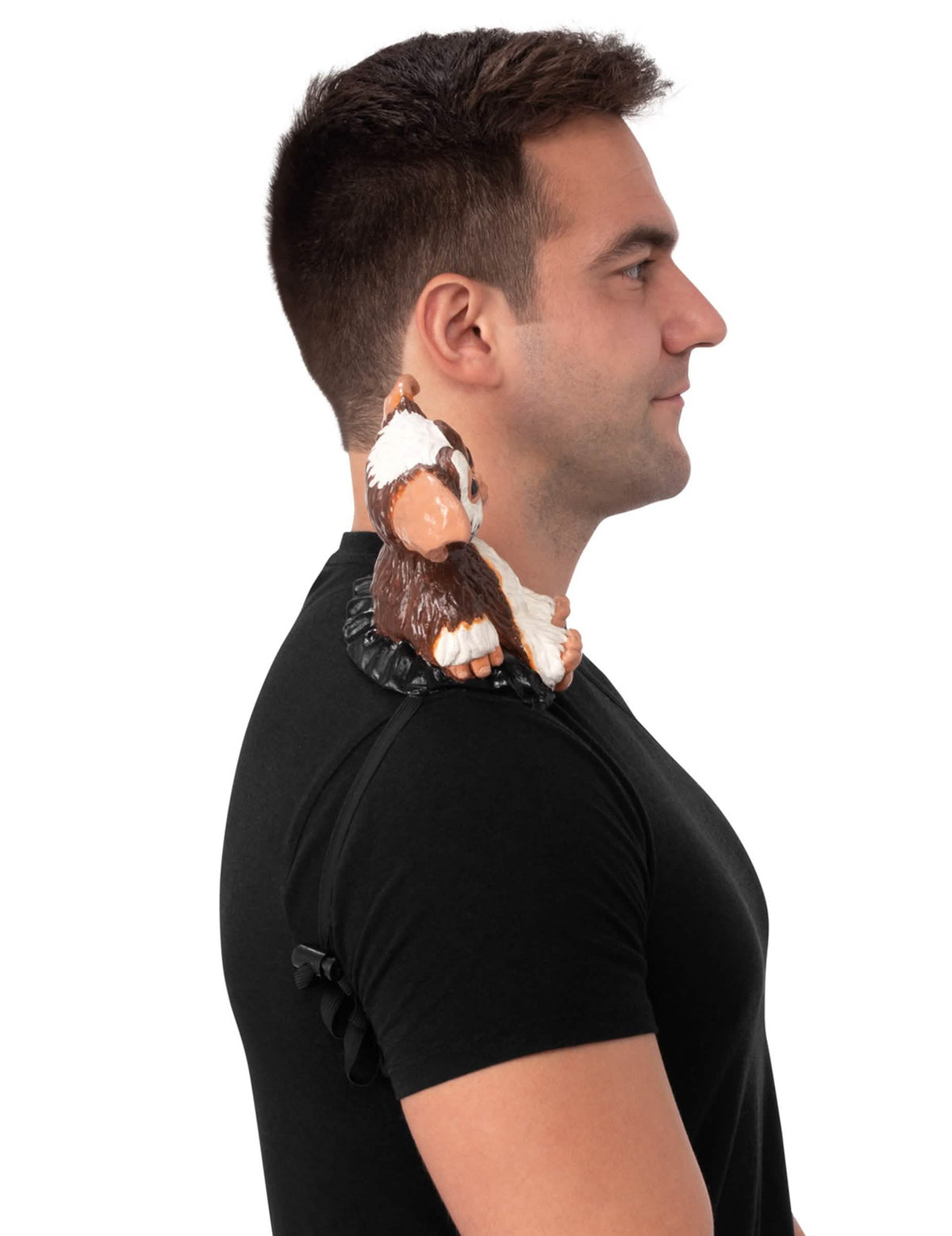 Vista de perfil de la figurita para el hombro Guizmo Gremlins