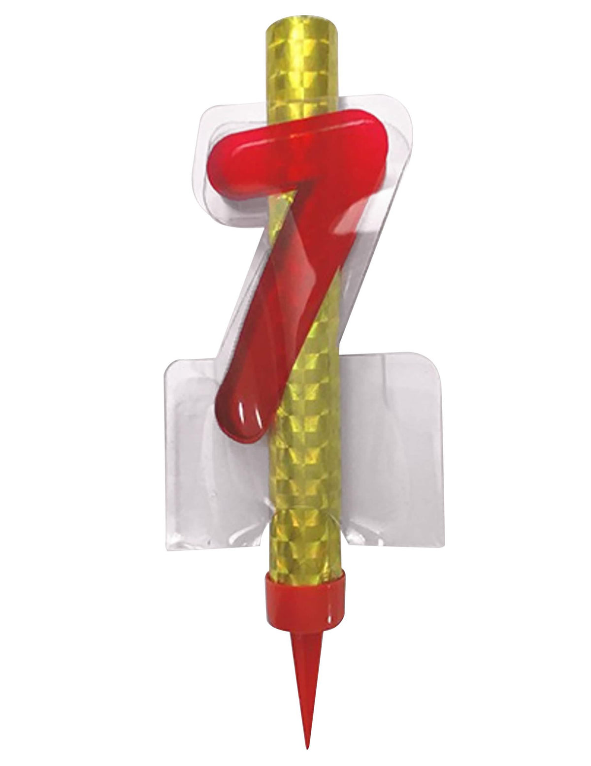 Fuente luminosa número 7 para cumpleaños rojo y dorado