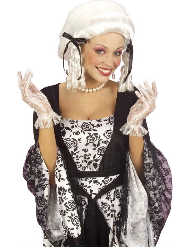 guantes cortos de encaje para mujer blanca
