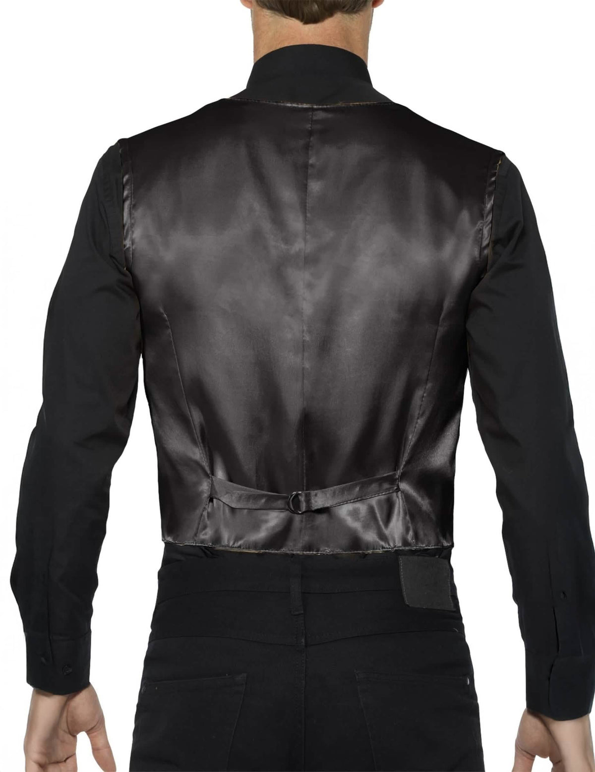 Vue de dos du gilet à sequins pour adulte noir