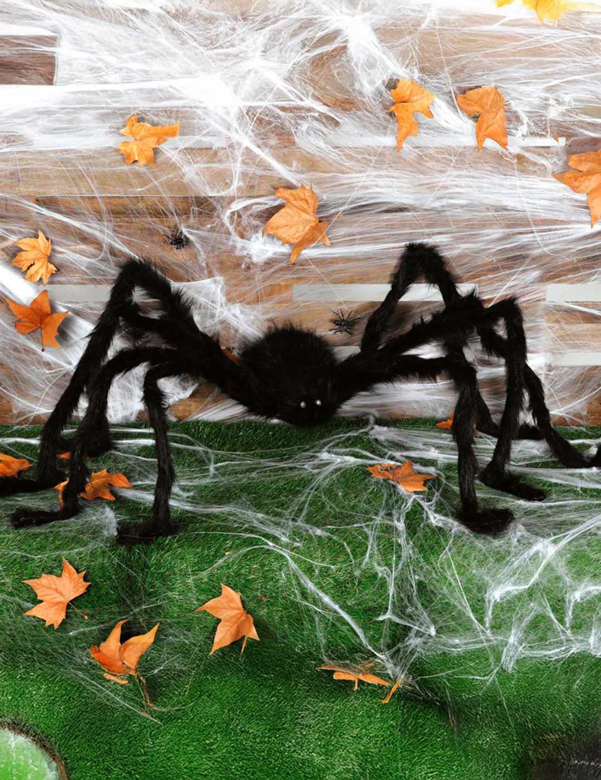 Puesta en escena de la gran araña de halloween para decoración
