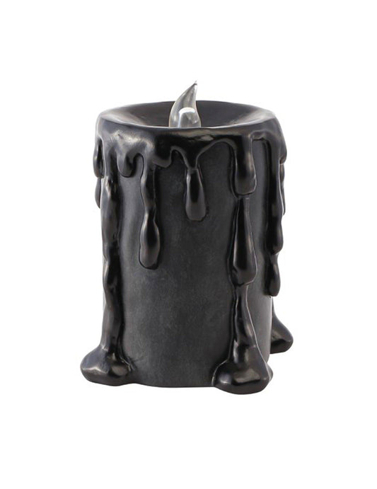 Vela decorativa grande de resina negra con LED 10 x 8,5 x 12 cm