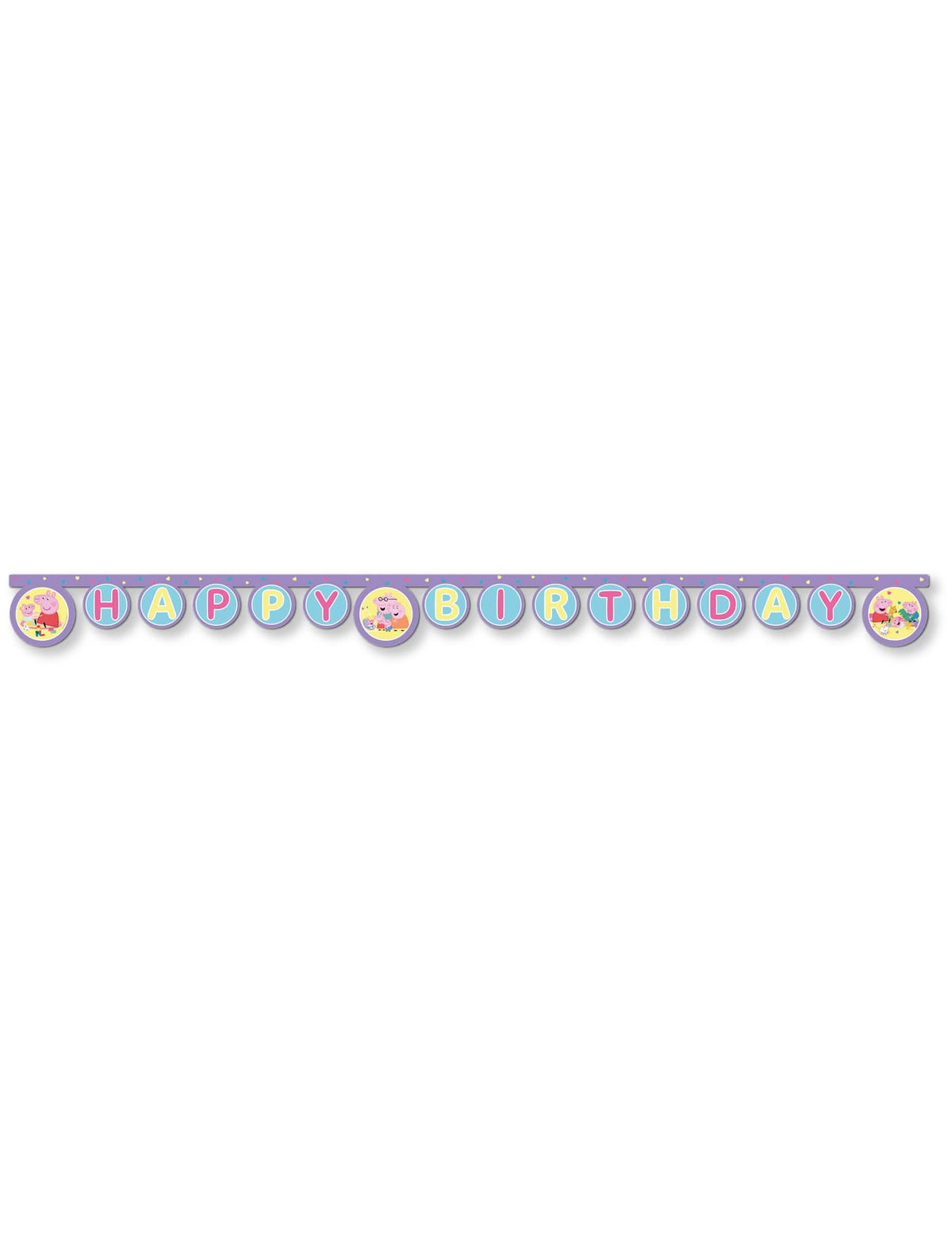 Guirnalda articulada Happy Birthday Peppa Pig violeta y azul pastel