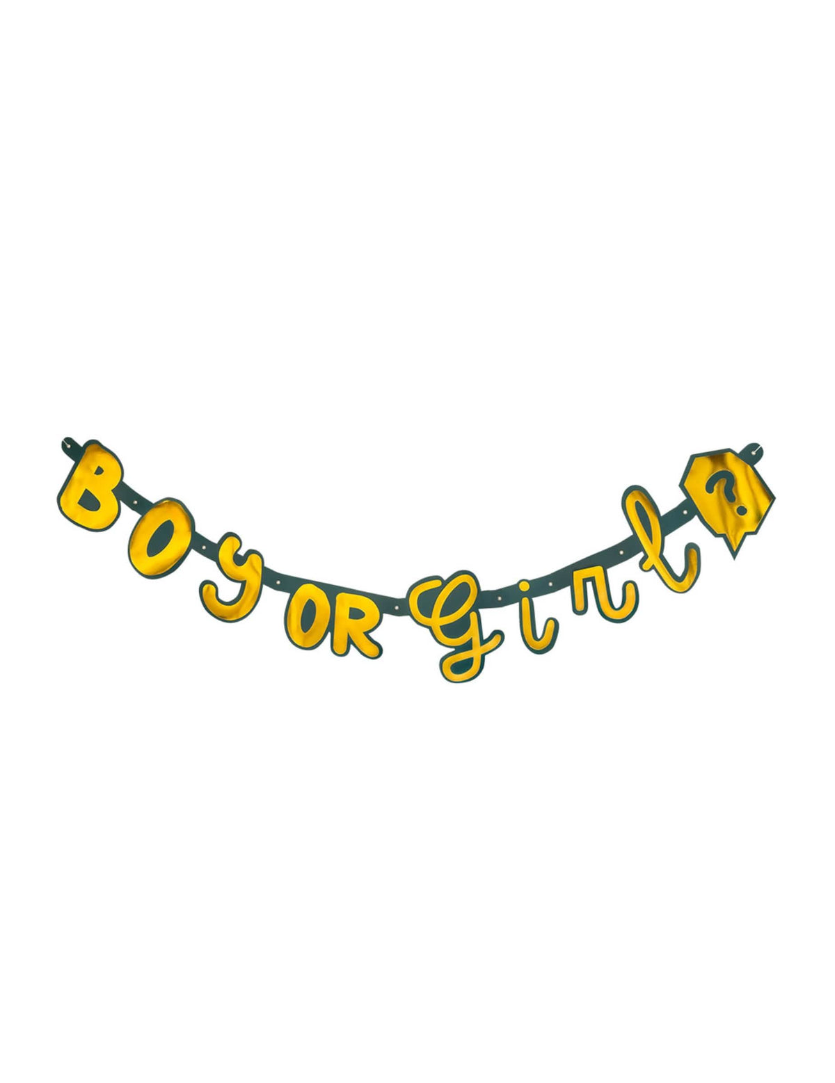 Guirnalda de letras de cartón boy or girl para baby shower dorada