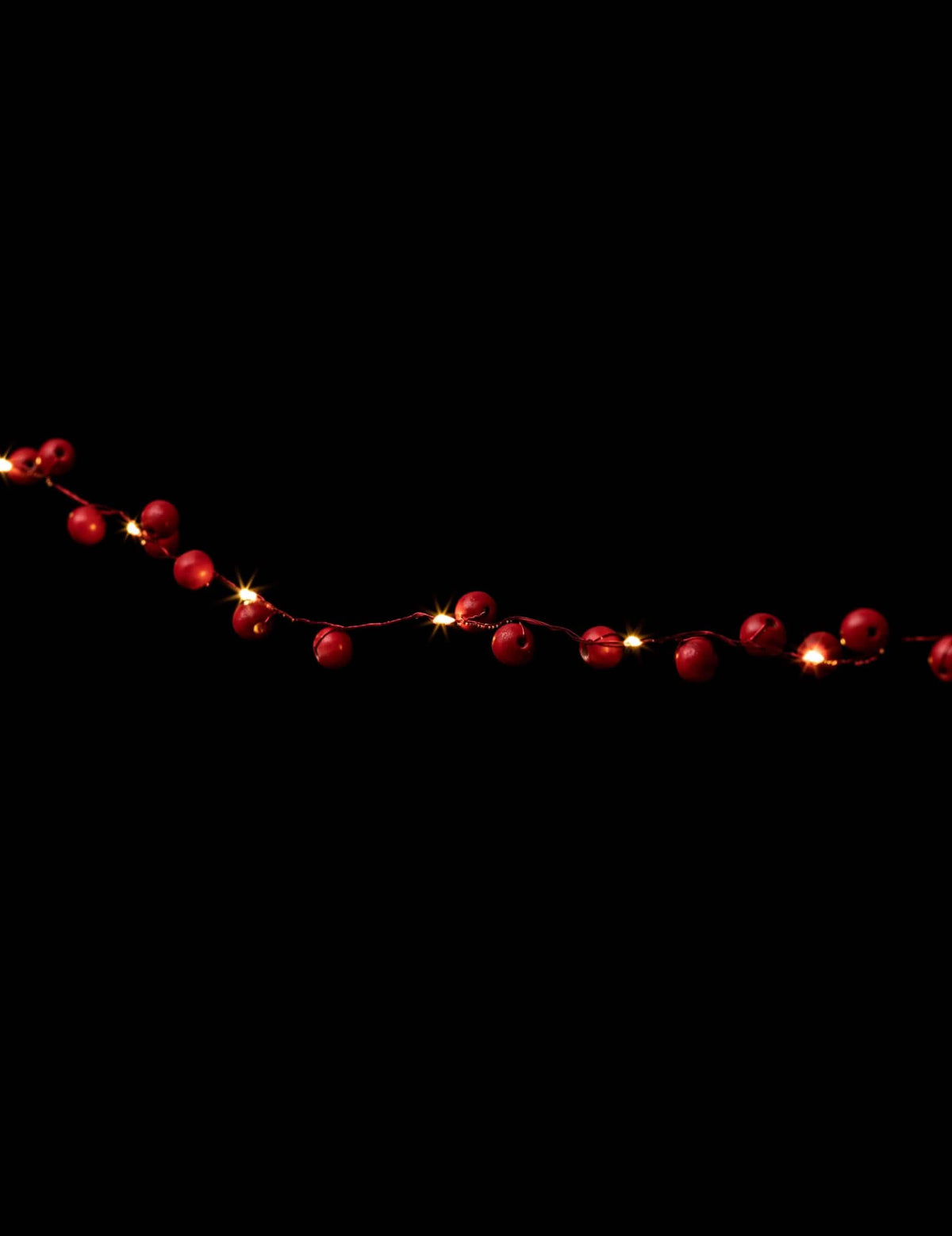 Guirnalda luminosa de bolas de madera para decoración rojo con 20 LED