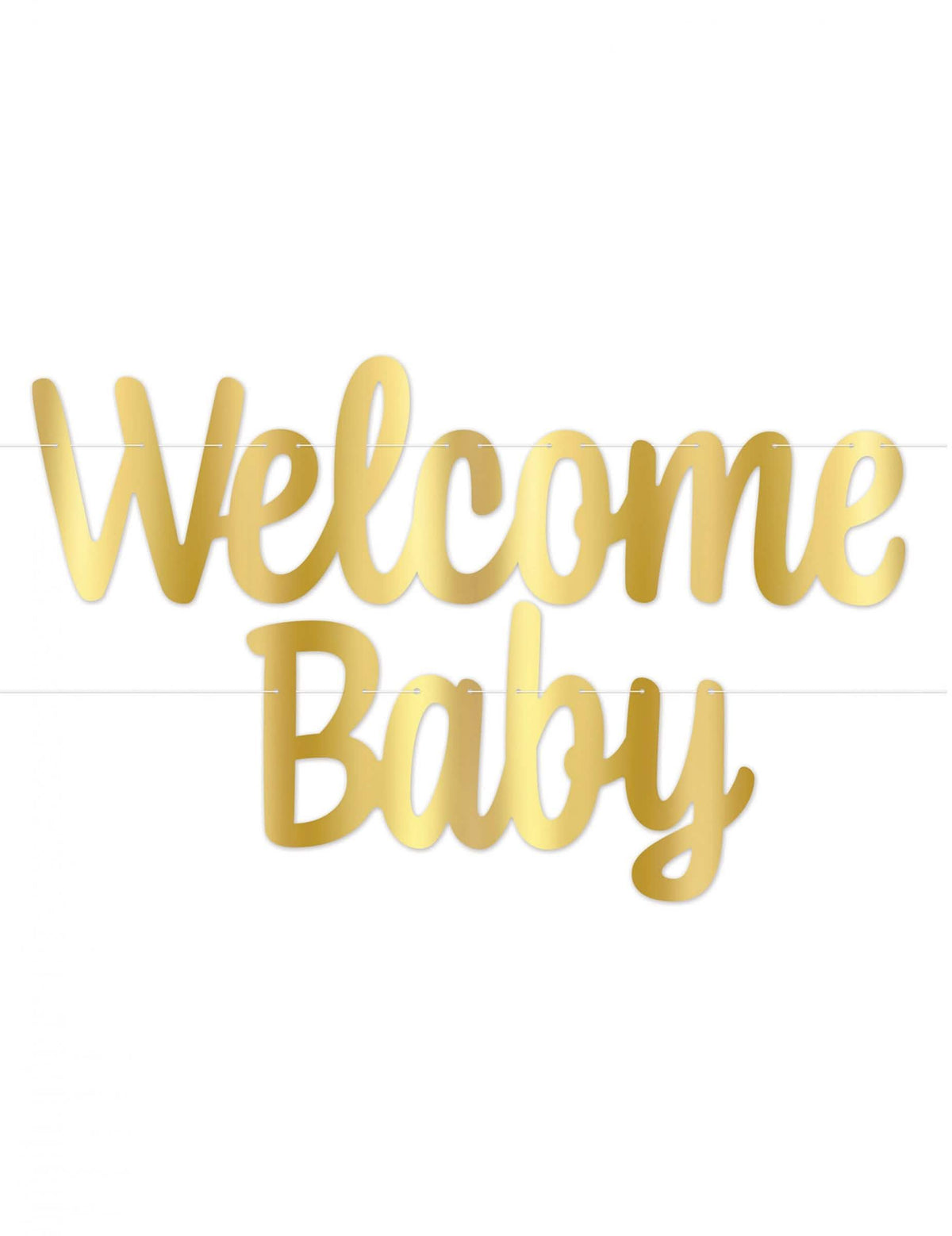 Guirnalda de cartón Welcome Baby para baby shower dorada