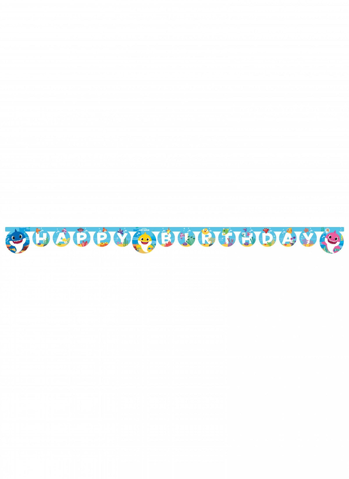 Vue d'ensemble de la guirlande en papier Happy Birthday Baby Shark