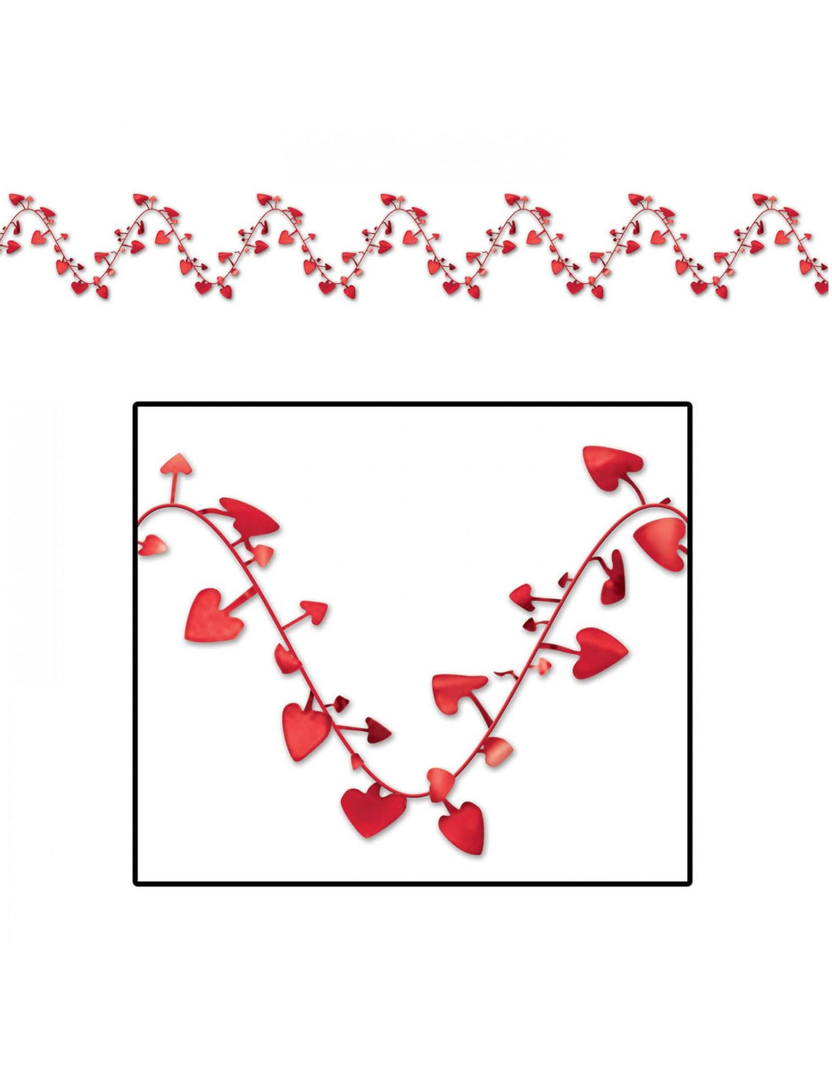 Guirnalda de plástico modular con corazones rojos