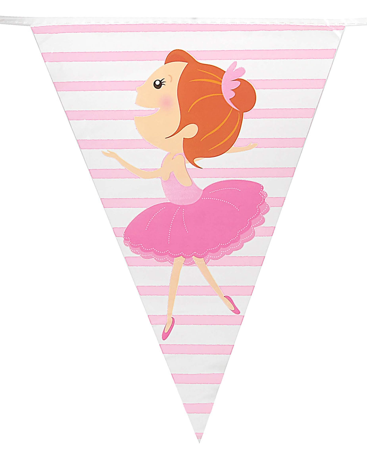 Detalle de un banderín con ilustración de bailarina de la guirnalda de plástico banderines bailarinas