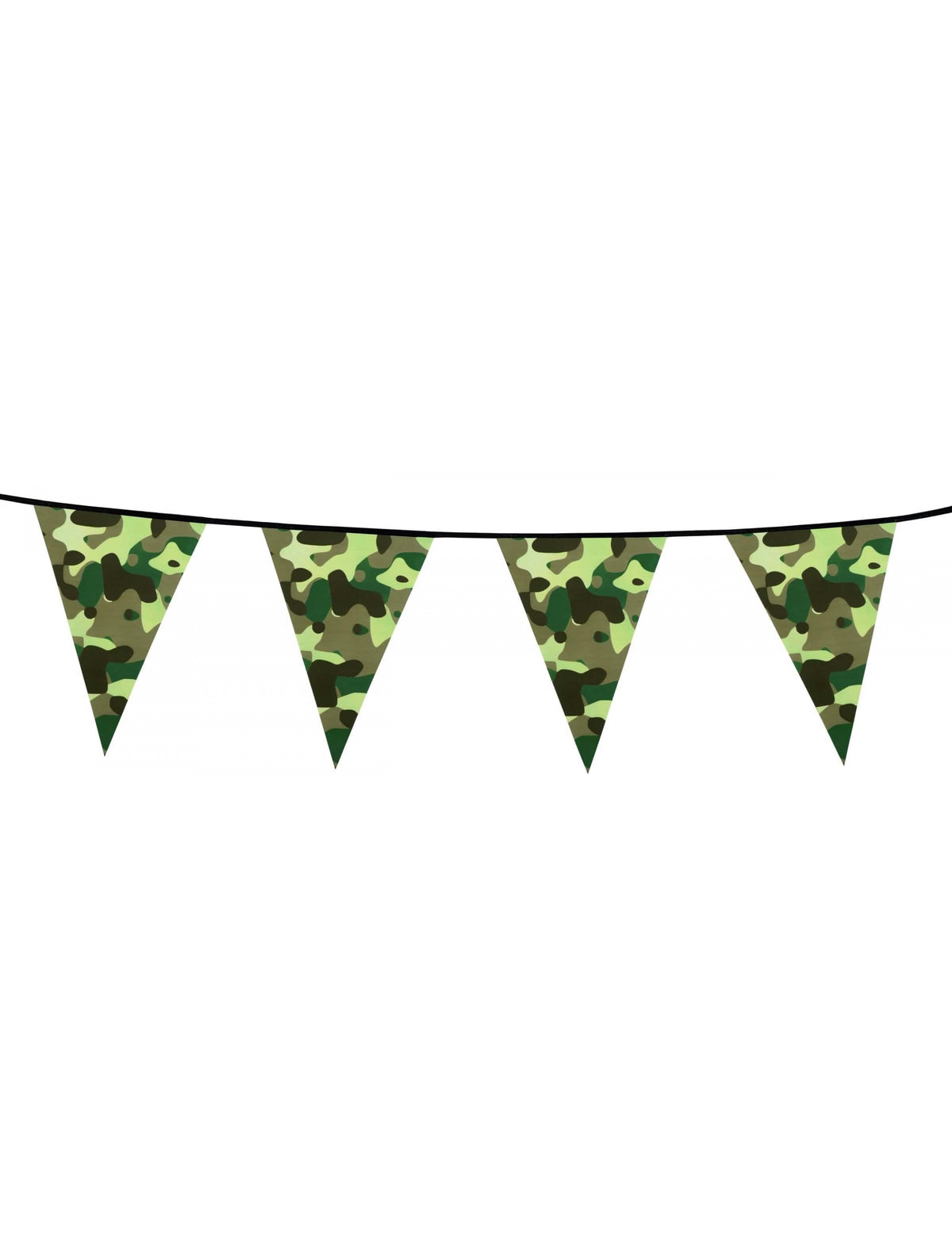 Guirnalda de banderines de papel Camuflaje para fiesta 6 m verde y marrón