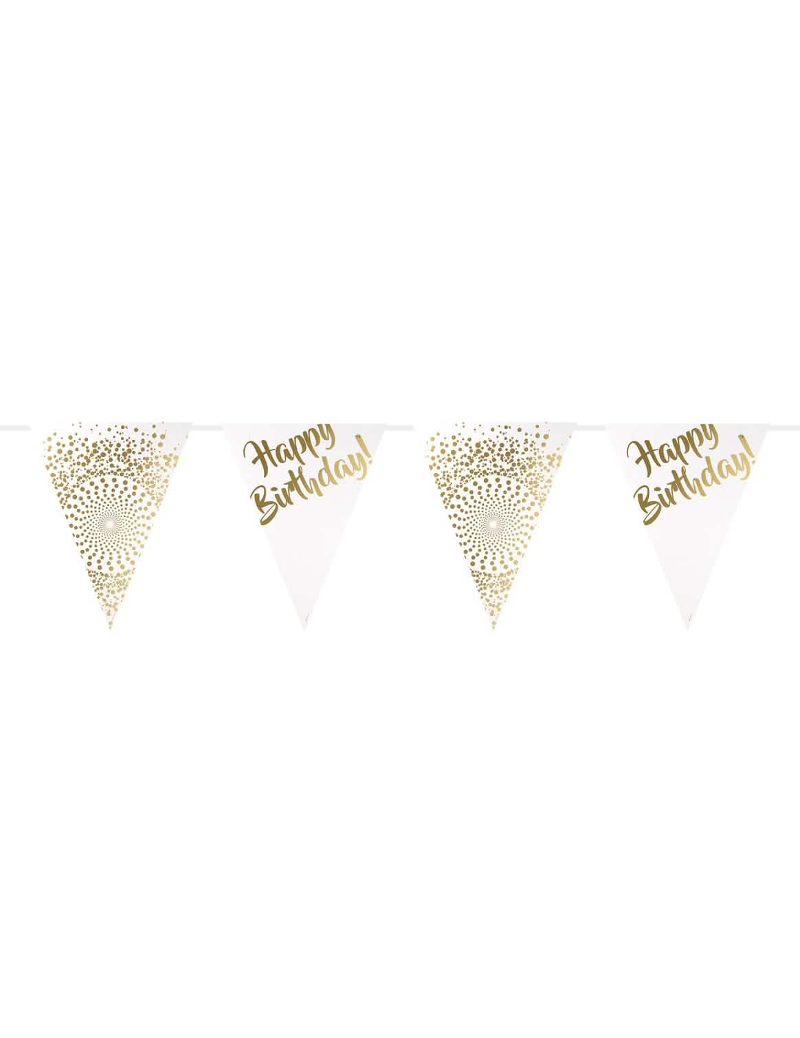 Guirnalda de banderines Happy Birthday para cumpleaños dorada de lujo