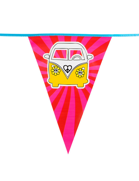 Détail d'un fanion au motif de van de la guirlande fanions Hippie Flower Power