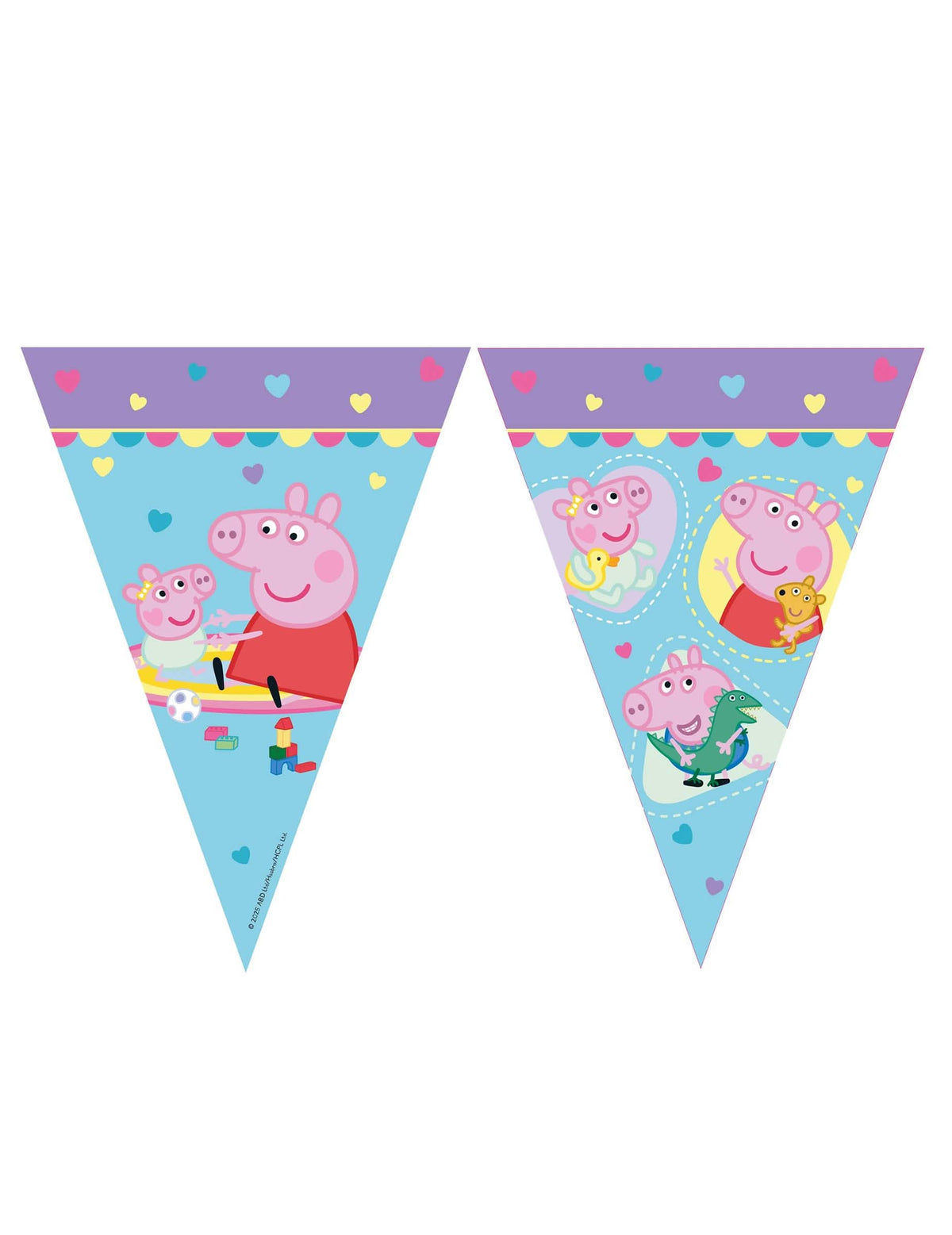Guirnalda de banderines Peppa Pig para niño azul con motivos de Peppa y George Pig