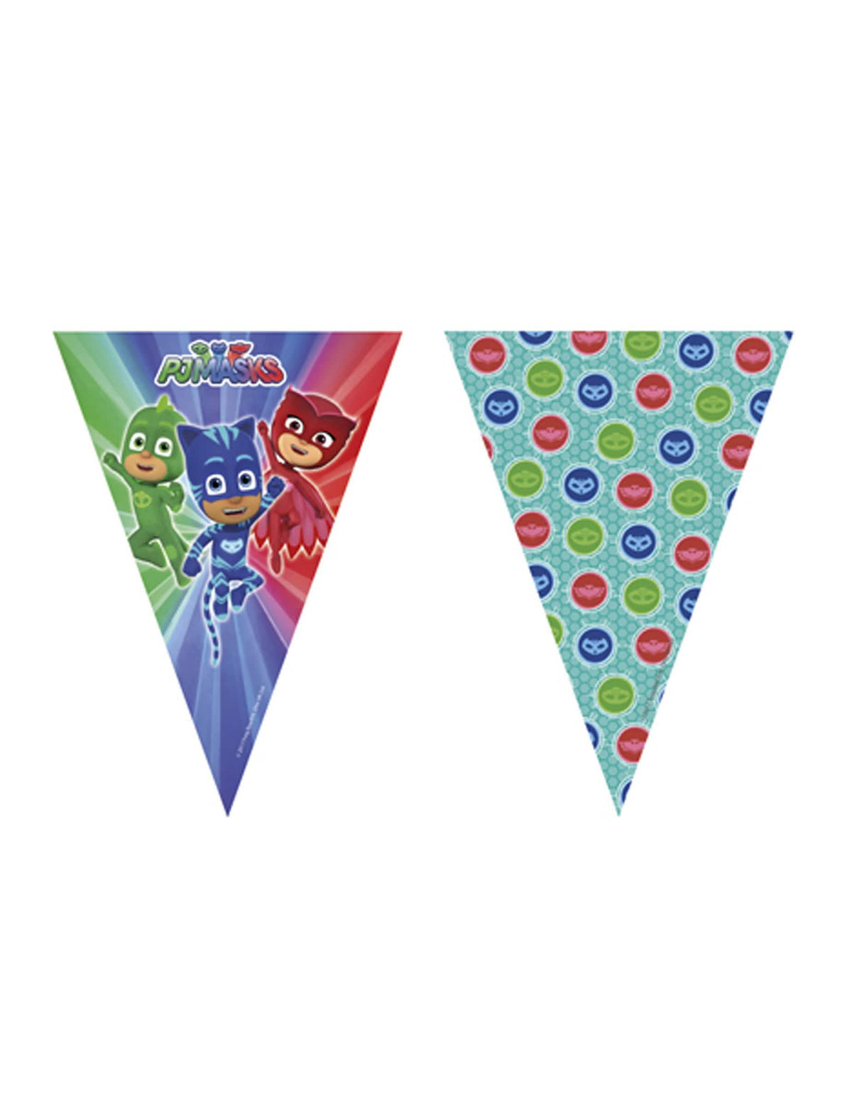 Guirnalda de banderines PJMasks para niño multicolor con Yoyo, Bibou y Gluglu
