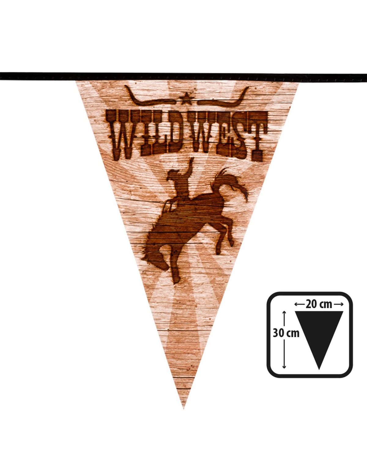 Dimensiones de un banderín de la guirnalda de banderines oeste Wild West