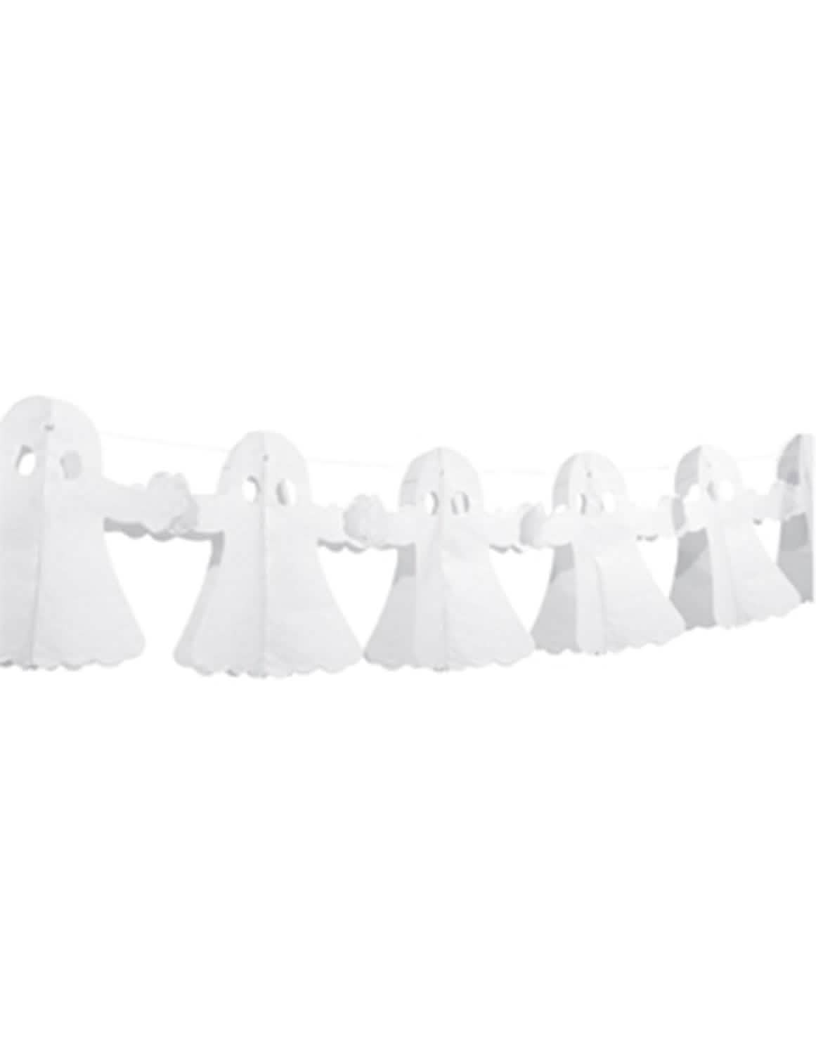 Guirnalda de papel fantasma para halloween blanca