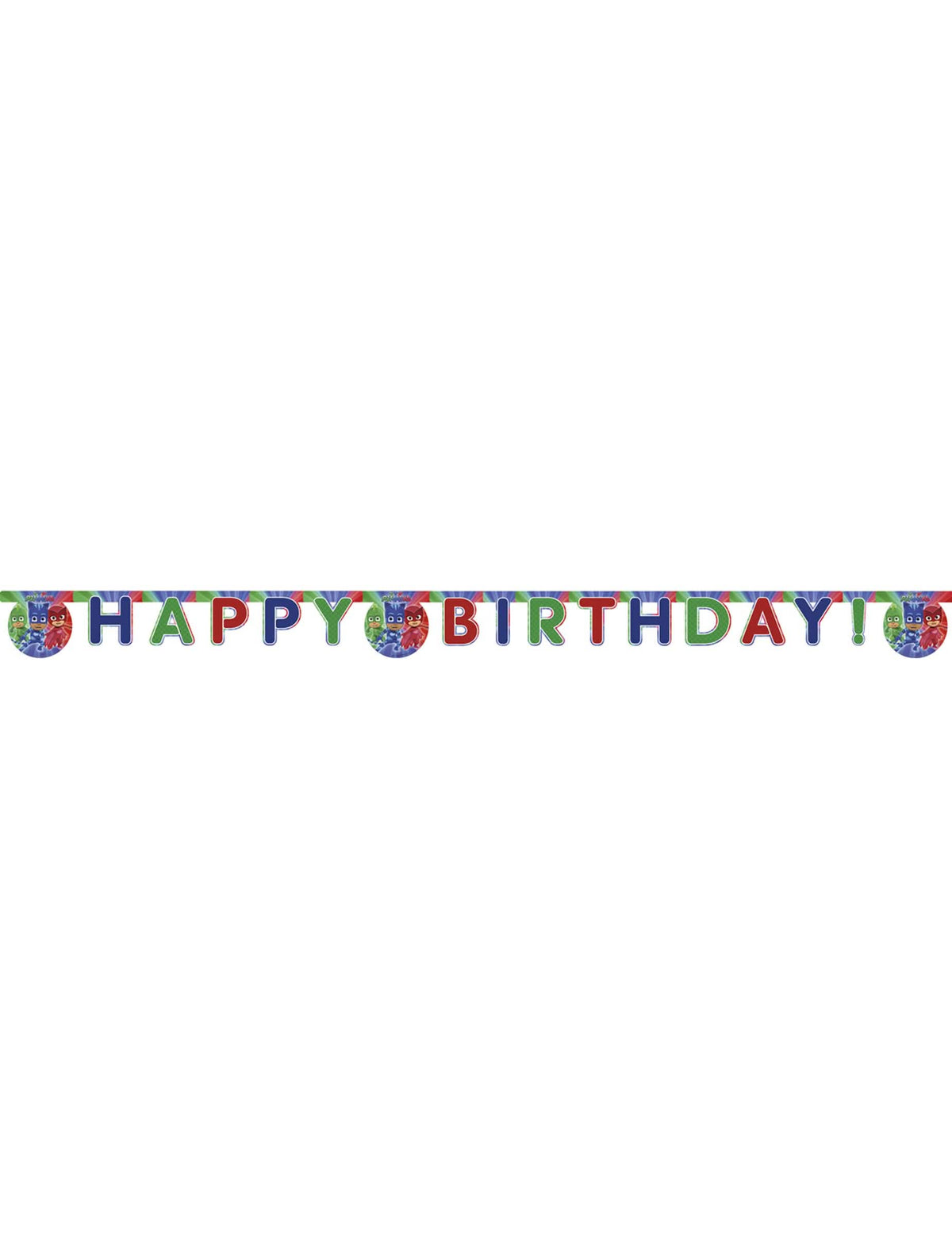 Vista general de la guirnalda Happy Birthday PJMasks