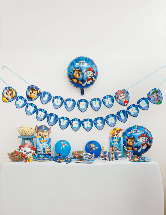 Guirnalda de papel Feliz Cumpleaños azul La Patrulla Canina™ 2m50