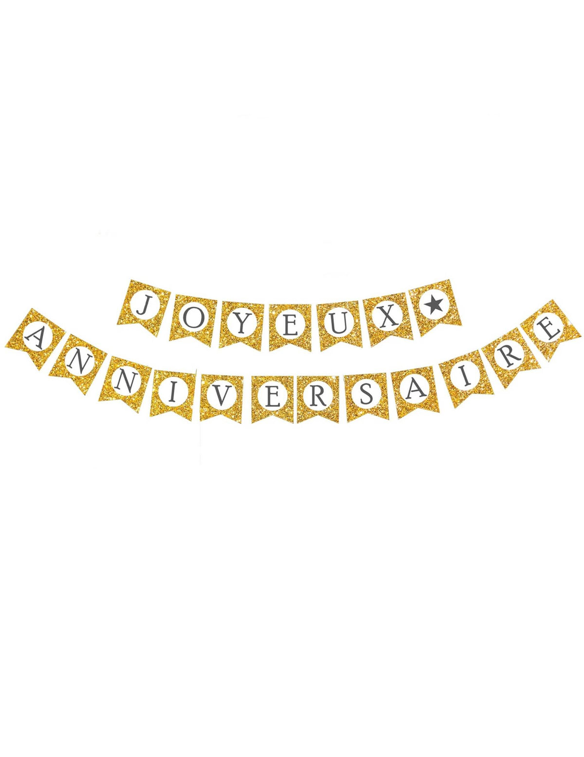 Guirlande Joyeux Anniversaire pour décoration de fête or pailletée