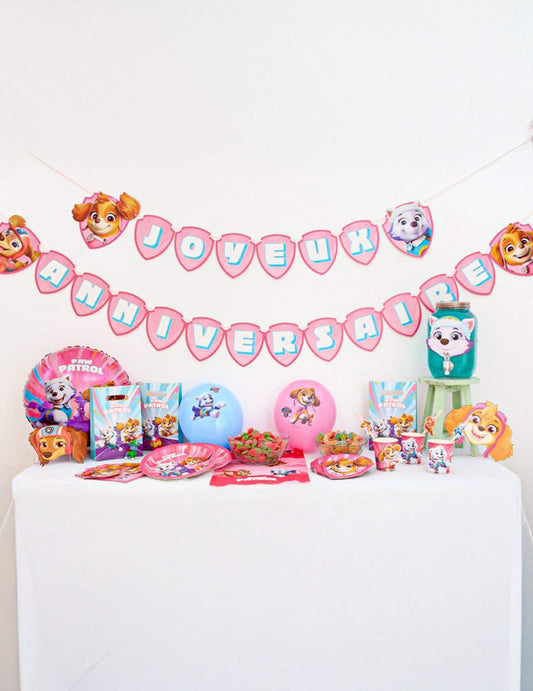 Guirnalda de papel Feliz Cumpleaños rosa La Patrulla Canina™ 2m50