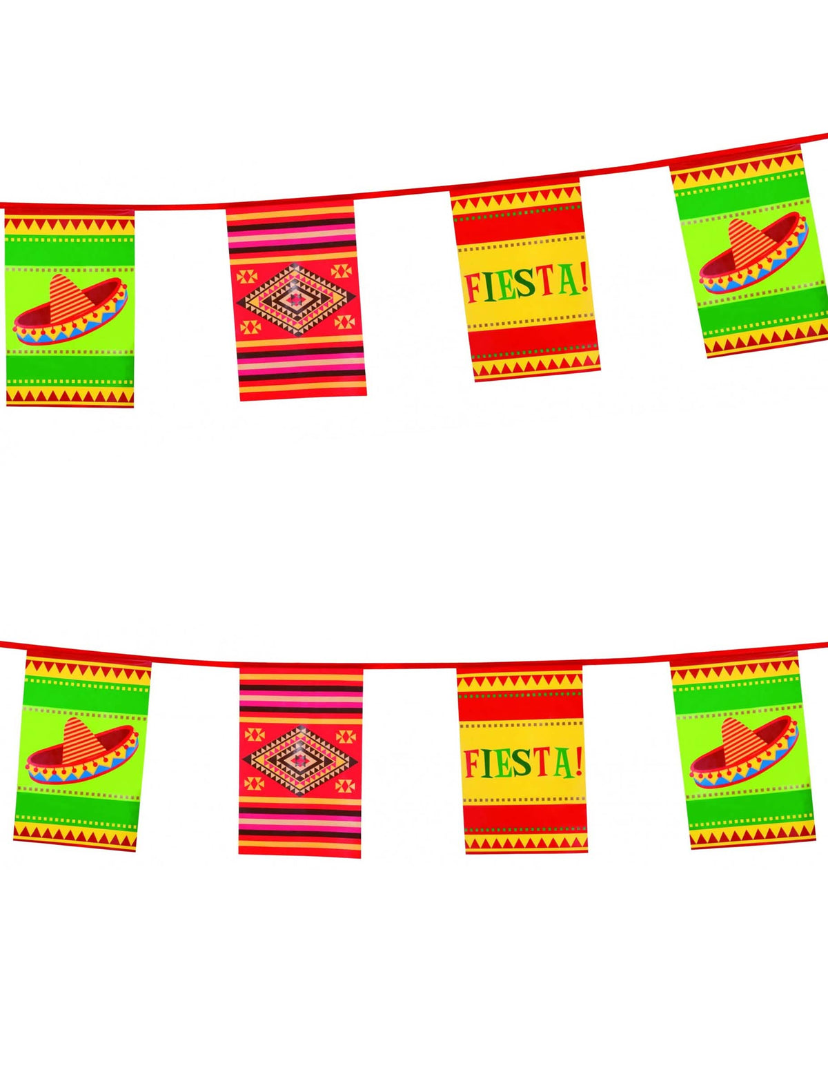 Guirnalda mexicana para fiesta de plástico multicolor con motivos de sombreros y fiesta
