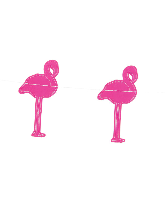 Détail des motifs de la guirlande petits flamants roses