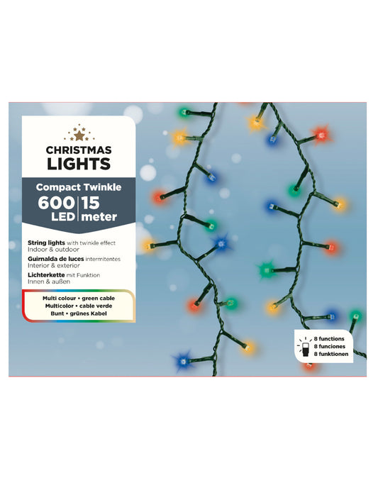 Détail du packaging de la guirlande lumineuse multicolore pour décoration 600 LED 15 m