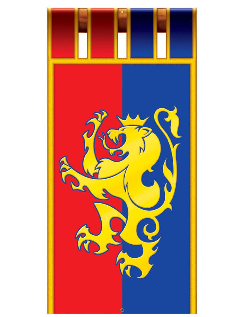 Detalle de las sujeciones y del blasón de la decoración para colgar banderola medieval