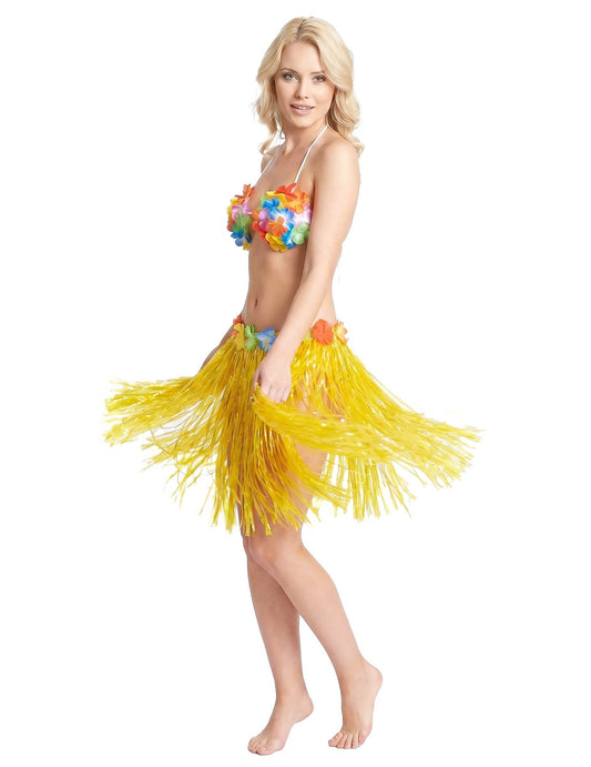Falda hawaiana corta amarilla