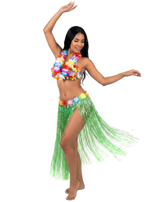 Falda hawaiana verde adulto