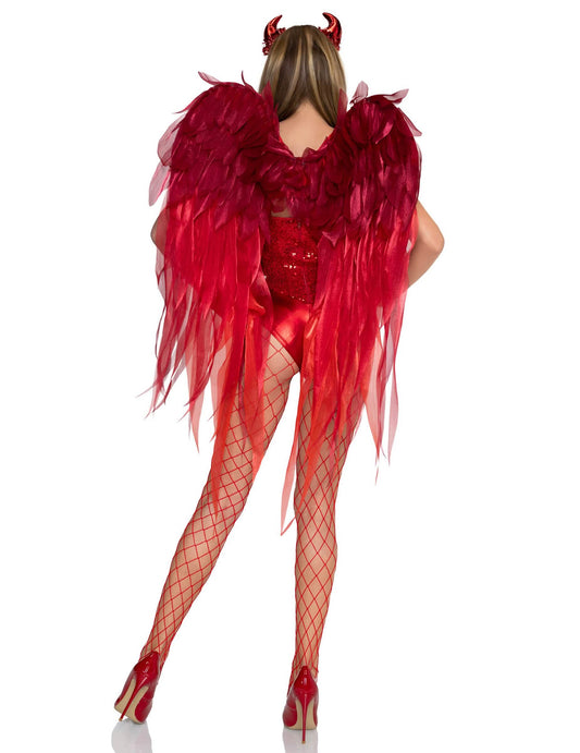 Kit de alas y tocado de diabla roja de lujo para adulto