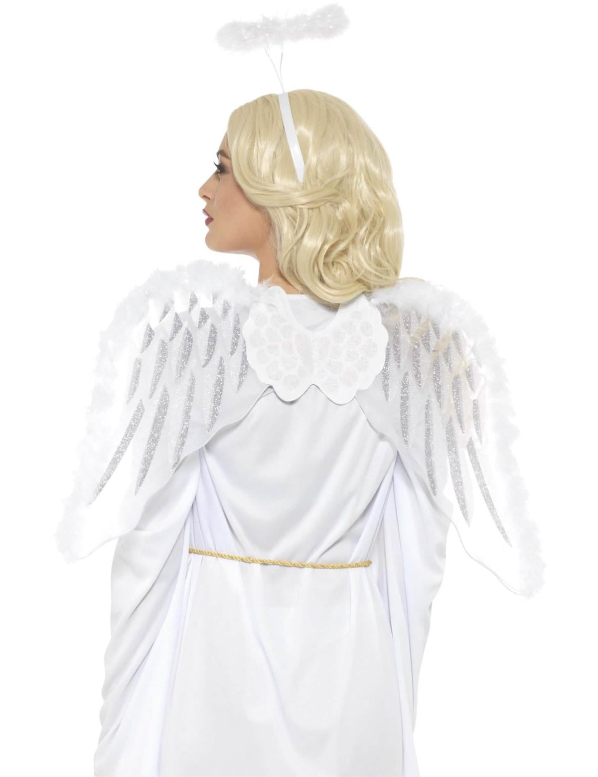 Kit de ángel para adulto blanco con alas y halo