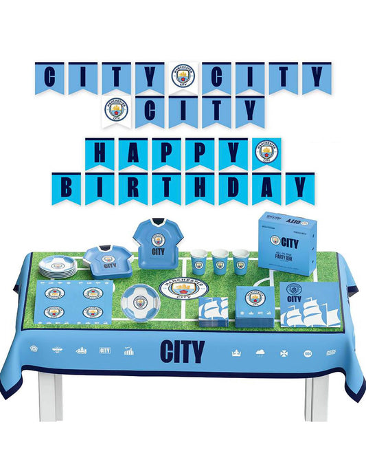 Kit de cumpleaños Manchester City Football Club 44 piezas