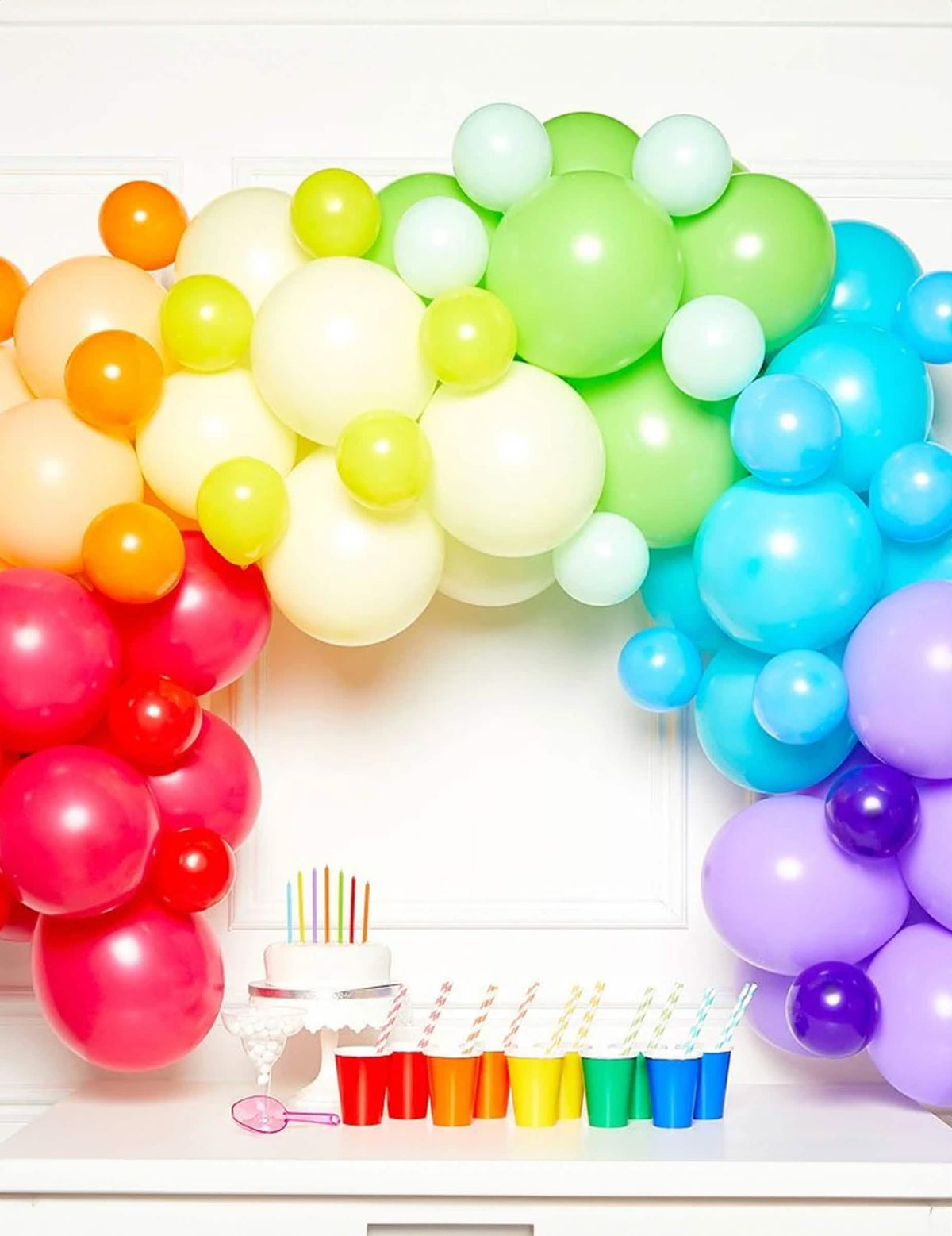 Kit de arco de 85 globos multicolor para fiesta con matices arcoíris