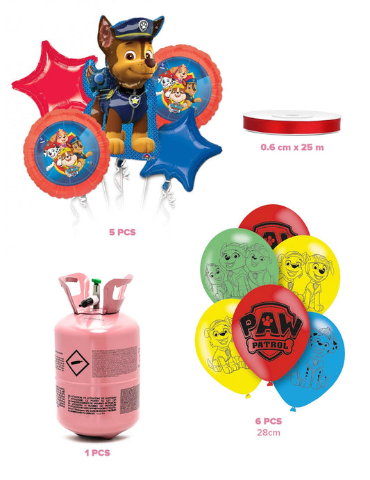 Kit de bombona de helio con 11 globos de Paw Patrol™ y cinta