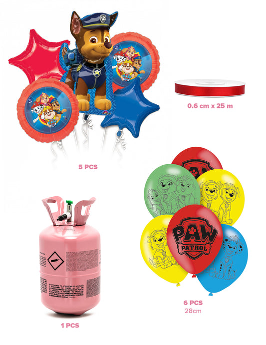 Kit de bombona de helio con 11 globos de Paw Patrol™ y cinta