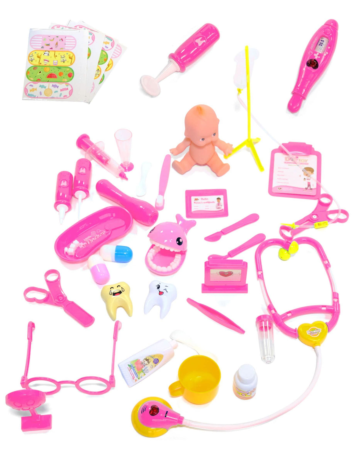Kit de accesorios de doctor para niño rosa 39 piezas