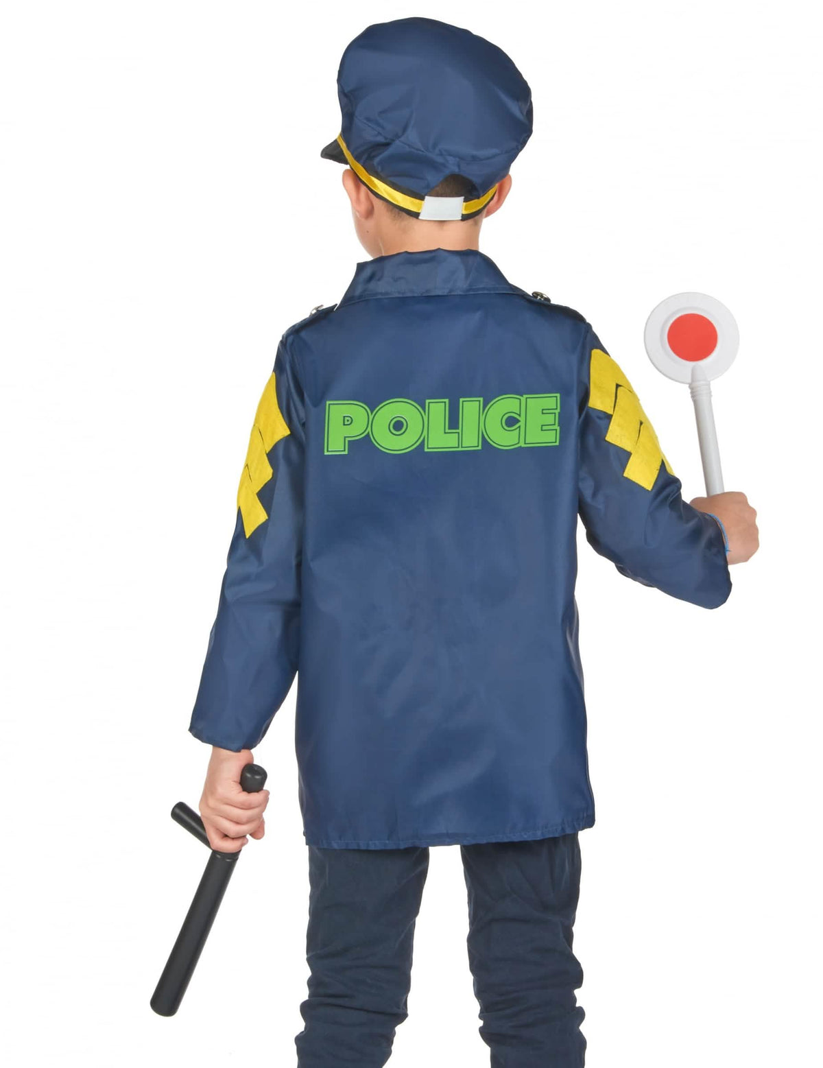 Kit de disfraz y accesorios de policía para niño azul con gorra y porra