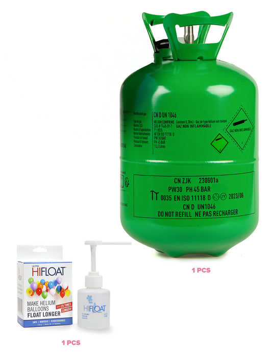 Kit gran botella de helio hasta 50 globos con Hi-Float
