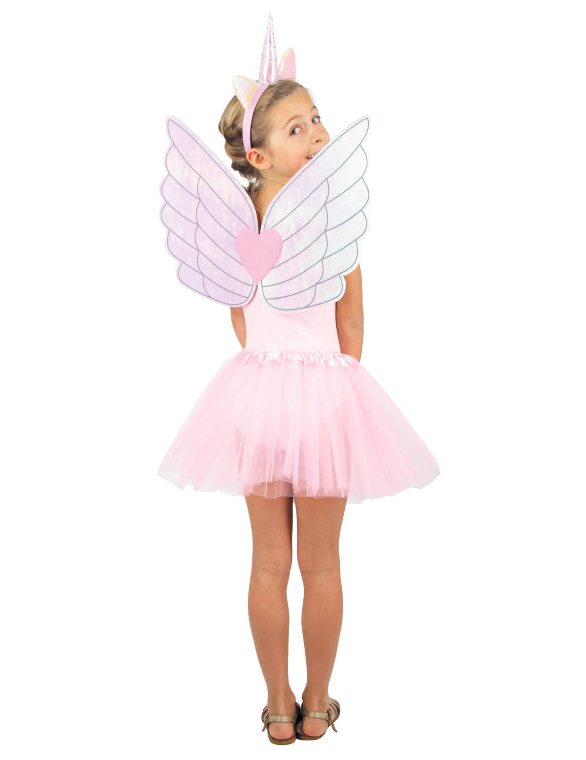 Vista trasera del kit unicornio mágico para niño
