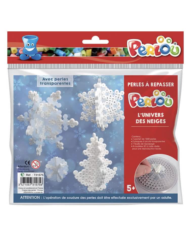 Kit de cuentas de planchado de nieve para decoraciones de navidad blancas y transparentes
