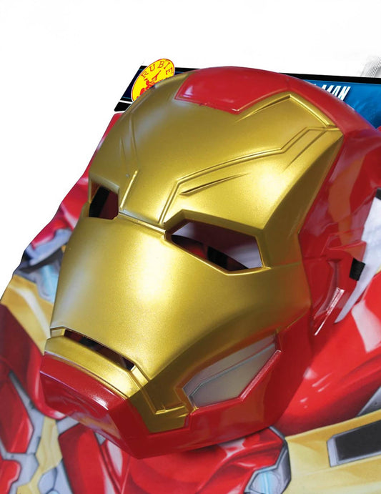 Gros plan sur le masque du kit top et masque Iron Man