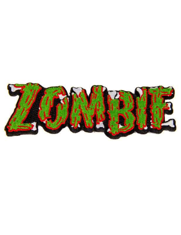 Parche gótico Zombie verde y rojo con hueso