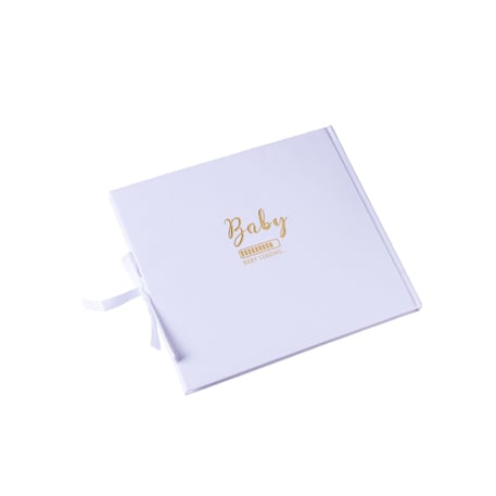 Vue de la couverture du livre d'or Fille ou garçon pour baby shower rose bleu et or