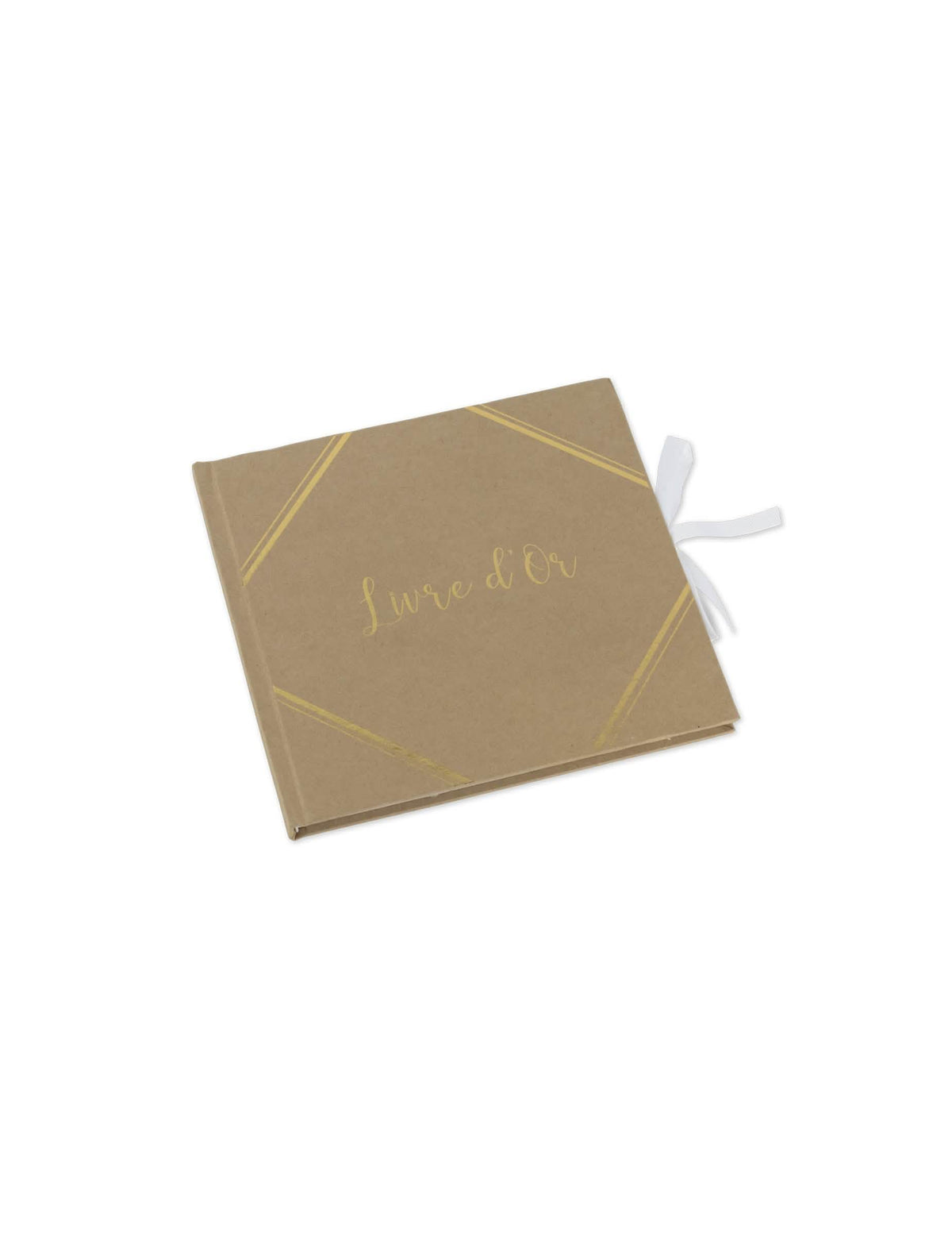 Libro de oro kraft dorado en relieve para boda y fiesta con cinta blanco