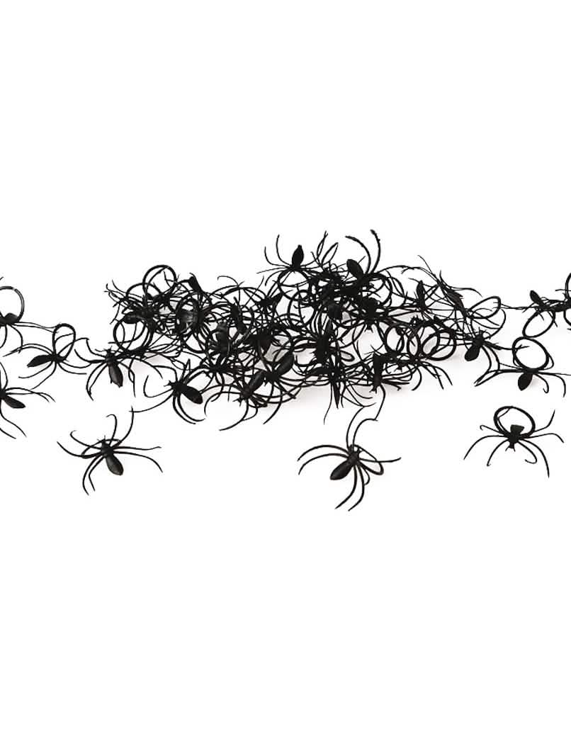 Lote de 50 anillos arañas halloween para adulto y niño negros